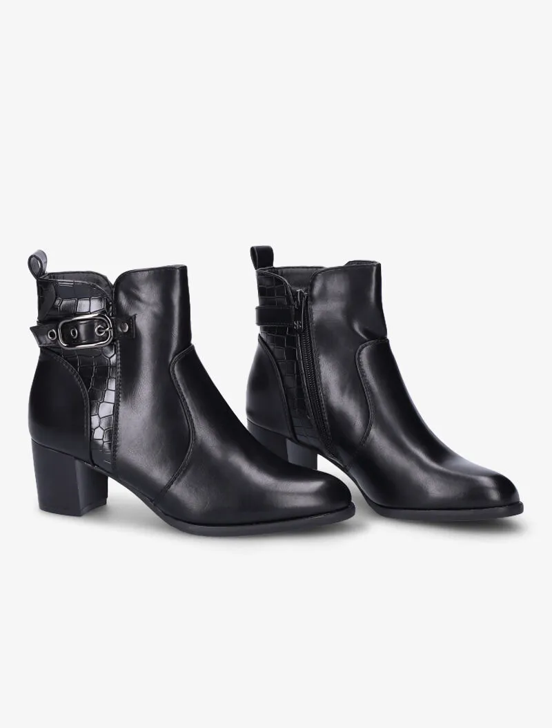 Bottines bi-matière à sangle - Noir