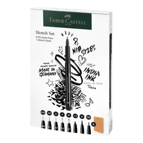 Coffret Feutres Pitt Artist Pen noir Faber Castell + Sketchbook