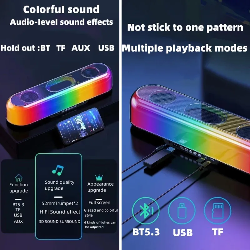 Enceinte Bluetooth Portable Puissante Avec LED et TWS
