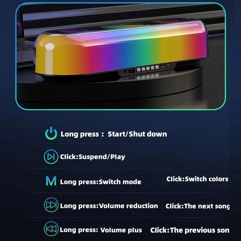Enceinte Bluetooth Portable Puissante Avec LED et TWS
