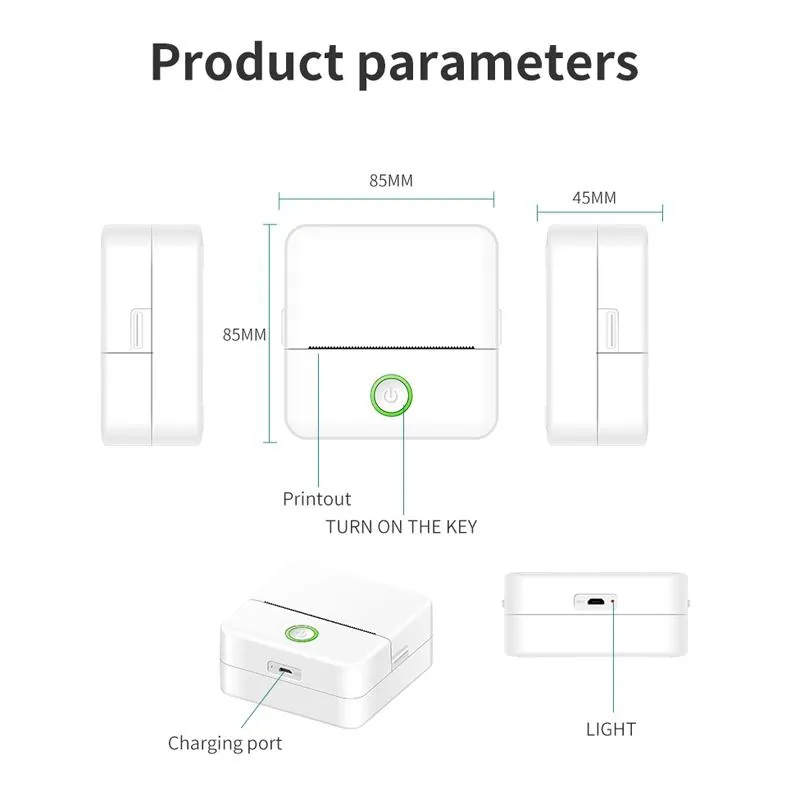 Mini Imprimante Bluetooth Sans Encre Portable 200DPI